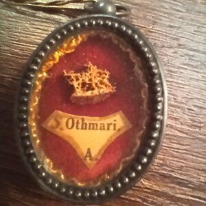 RARE ANTIQUE CATHOLIC BENEDICTINE 8th CENT ST. OTHMAR RELIC RELIQUARY